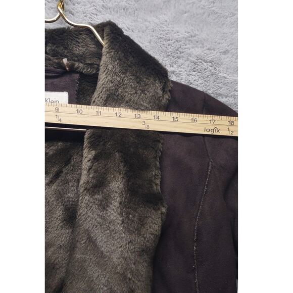 Calvin Klein Open Front Faux Fur Heavy Duty Warm Jacket Night Club Winter Snow - Picture 6 of 16